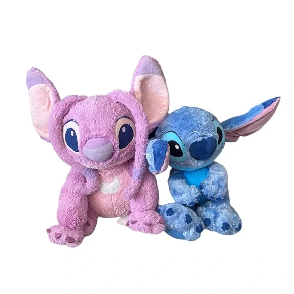 Disney Store Lilo Stitch Plushies 13” Big Feet Stitch 14” Angel